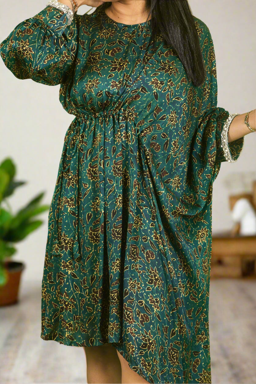Ajrakh Eclat dress with hand embroidered cuff
